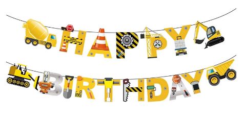 Happy Birthday Construction Jointed Banner